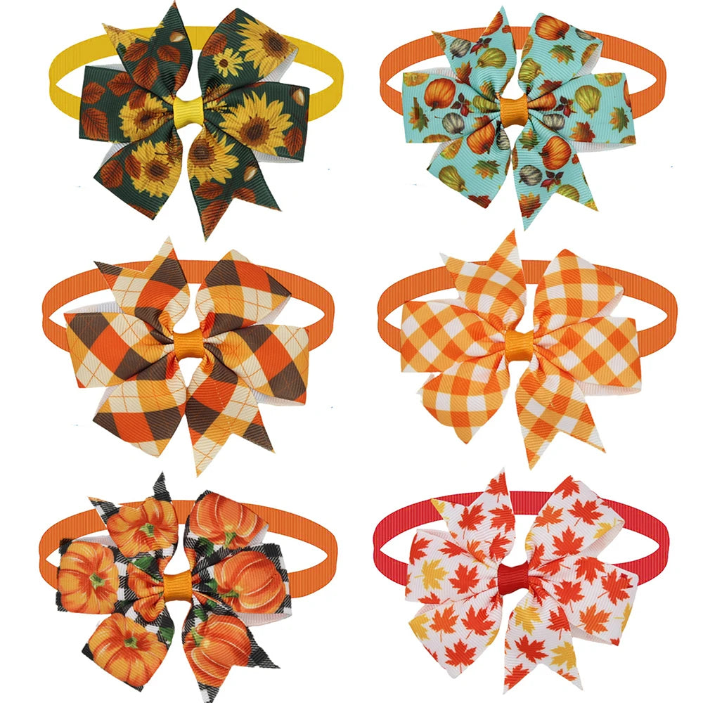 50pcs Thanksgiving Small Dog Bows Grooming Product