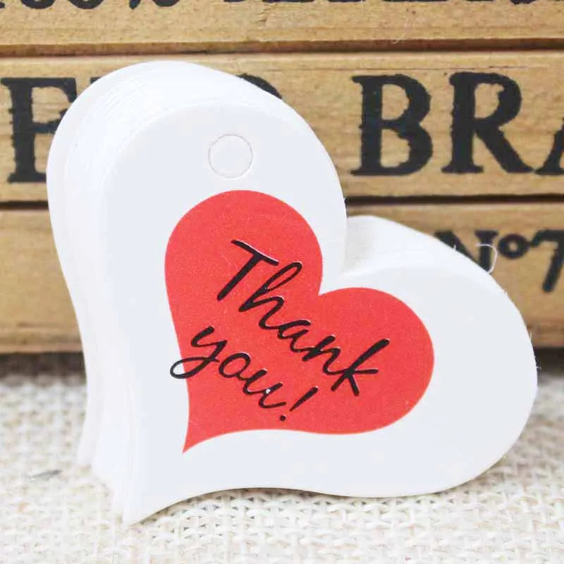 Handmade kraft paper tags with red heart, vi gift tags