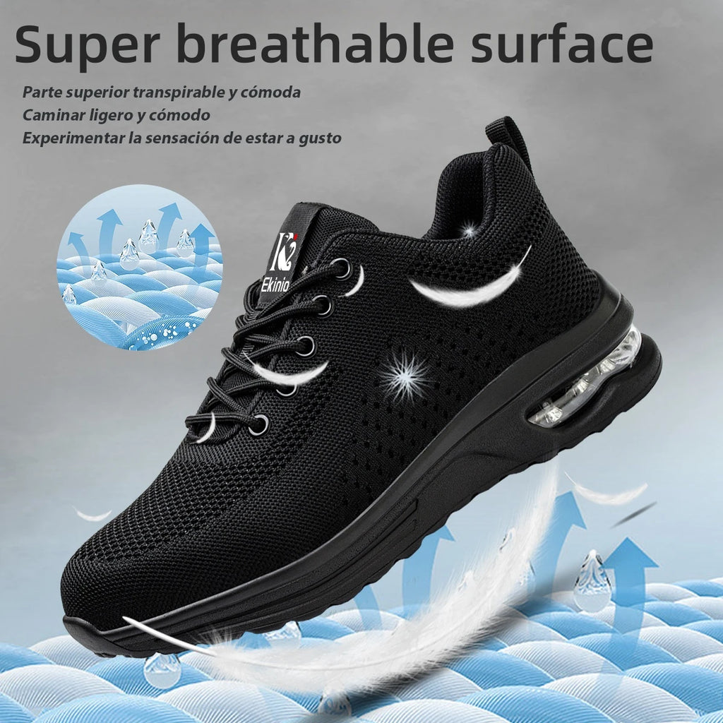 Zapatos de seguridad con amortiguación de aire para hombres y mujeres, zapatill