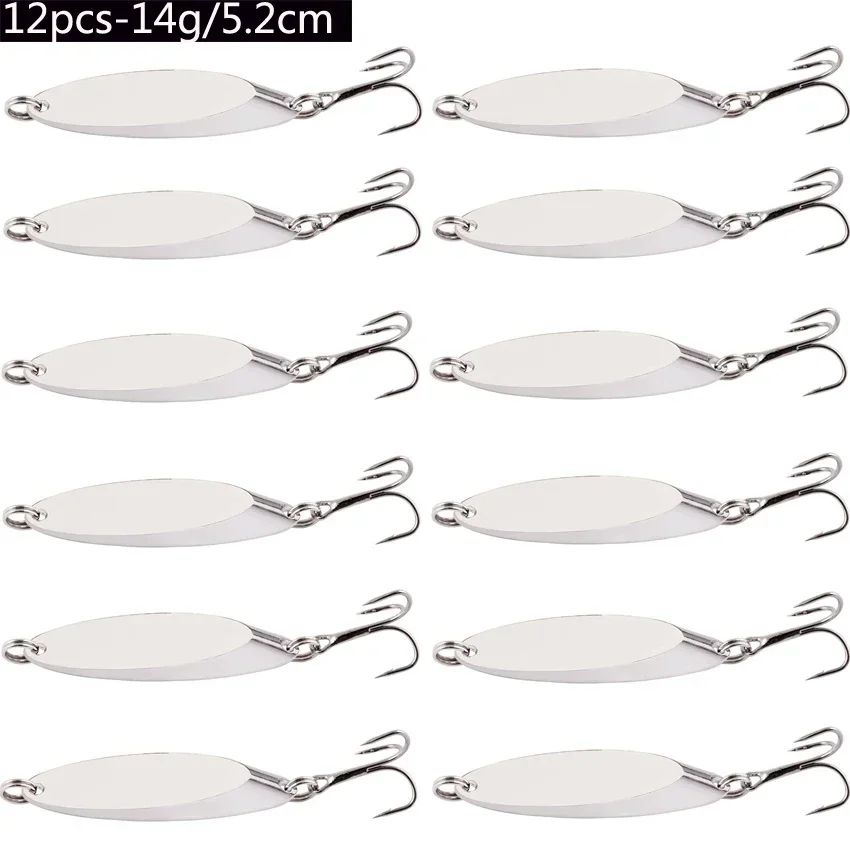 Señuelos de pesca hundidos de Metal, 12 Uds., 1,5g-60g, cuchara, señuelo de Jigging, cebo duro Artificial, trucha, lubina, señuelo de mar, aparejos de pesca de agua salada