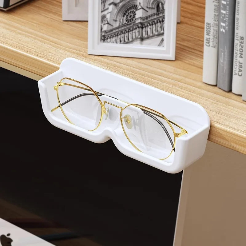 Vitrina de vidrio de gama alta, caja de almacenamiento de gafas montada en la pared, sin perforaciones, estante de almacenamiento de gafas de sol para el hogar