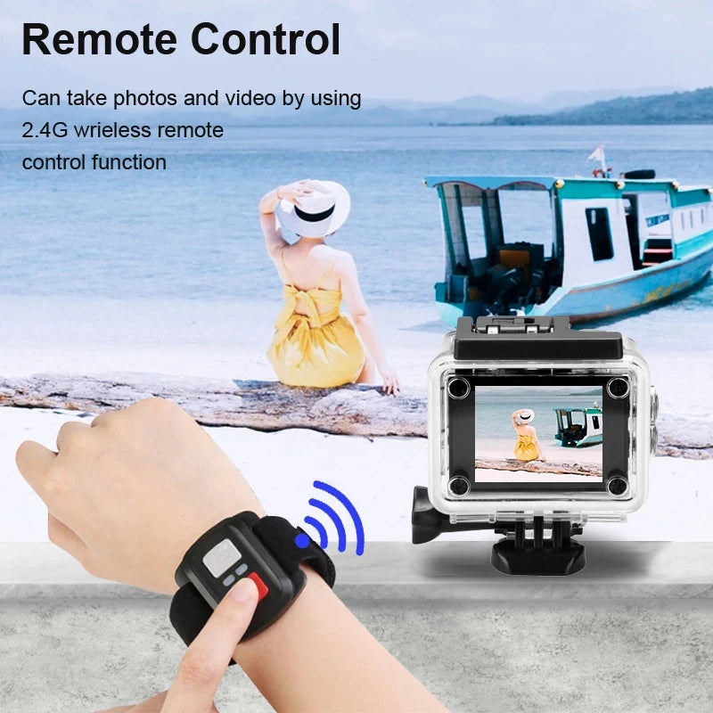 Cámara de Acción 4K 1080P/30FPS WiFi 2,0 "170D, videocámara subacuática