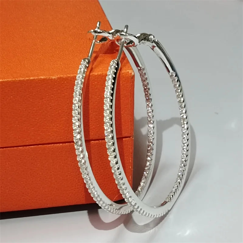 Senlissi Diamond Hoop Earrings for Women 925 Silver Earrings with din 