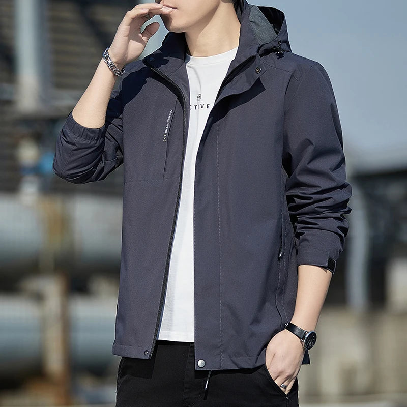 Men's Plush Waterproof Jacket Casual Windproof Cotton Coat 