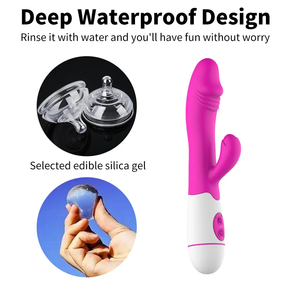 30 Speed ​​Dual Motor Rabbit Vibrator Silicone Sex Toy for Women 