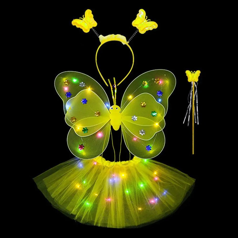 Accesorios de disfraz LED para niños y niñas, faldas de Ángel, alas luminosas