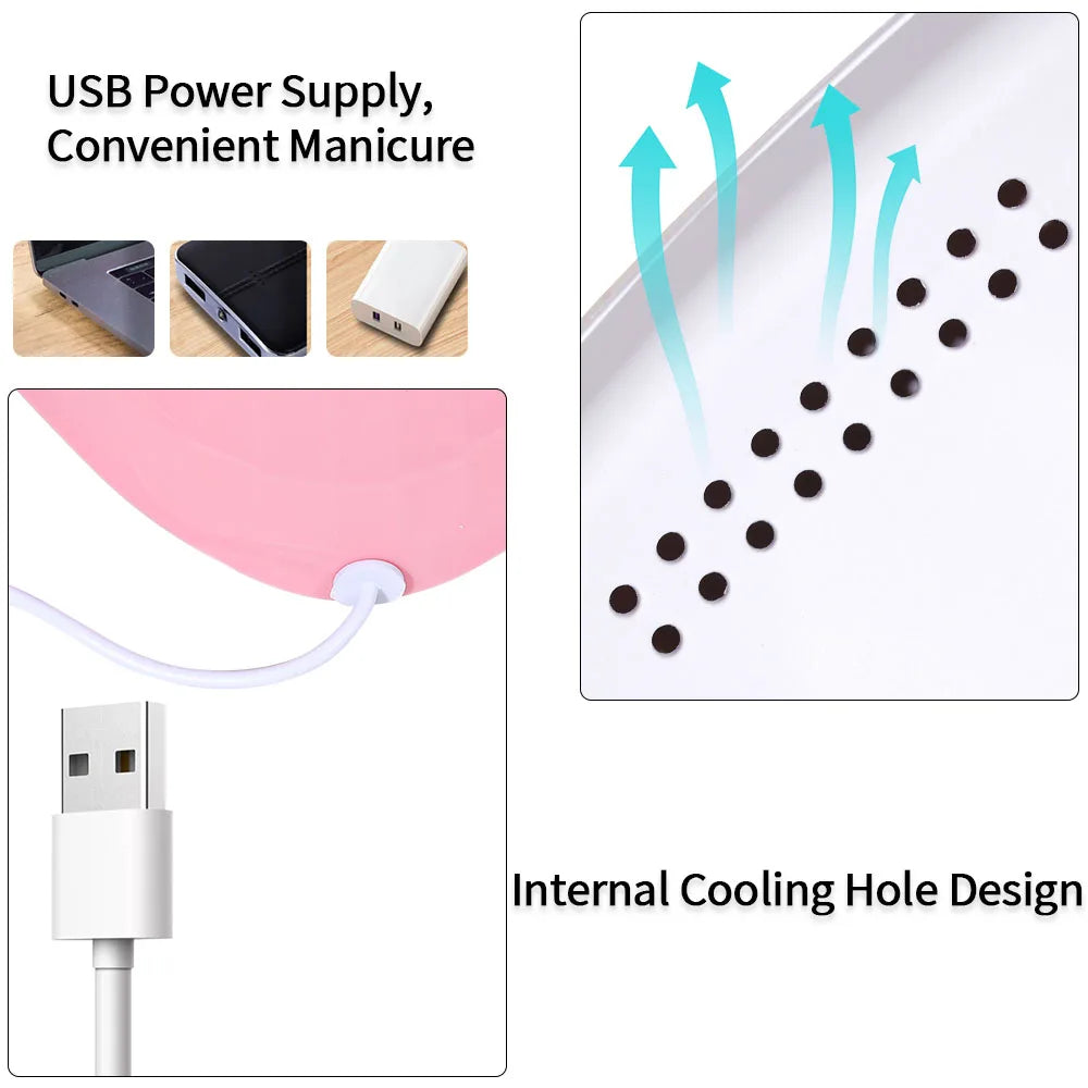 LULAA-Lámpara de secado con 18 luces UV USB para curado de Gel, máquina de fototerapia LED para uñas, herramienta de manicura profesional, equipo de salón