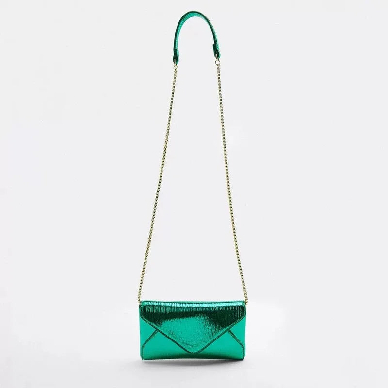 Bolso de noche de diseño de lujo para mujer, bolso de mano de día para mujer, bolso de mano diario, bolso de mano, bolso cruzado de cadena dorada brillante para fiesta de boda