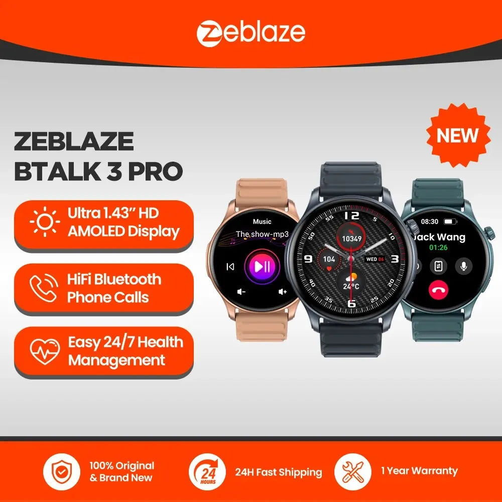 Zeblaze-reloj inteligente Btalk 3 PRO, dispositivo con Pantalla AMOLED, Hi-Fi, B