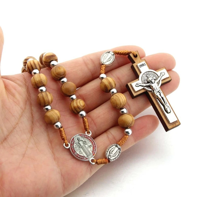 KX4B Religious Rosary Prayer Necklace for Men Women Madam Beads 