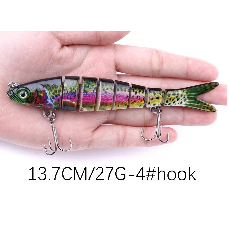 Señuelo de Pesca multiarticulado, cebo segmentado biónico de hundimiento lento, aparejos oscilantes para Pesca de lubina de agua dulce y salada, 10/8/5/3/1 piezas