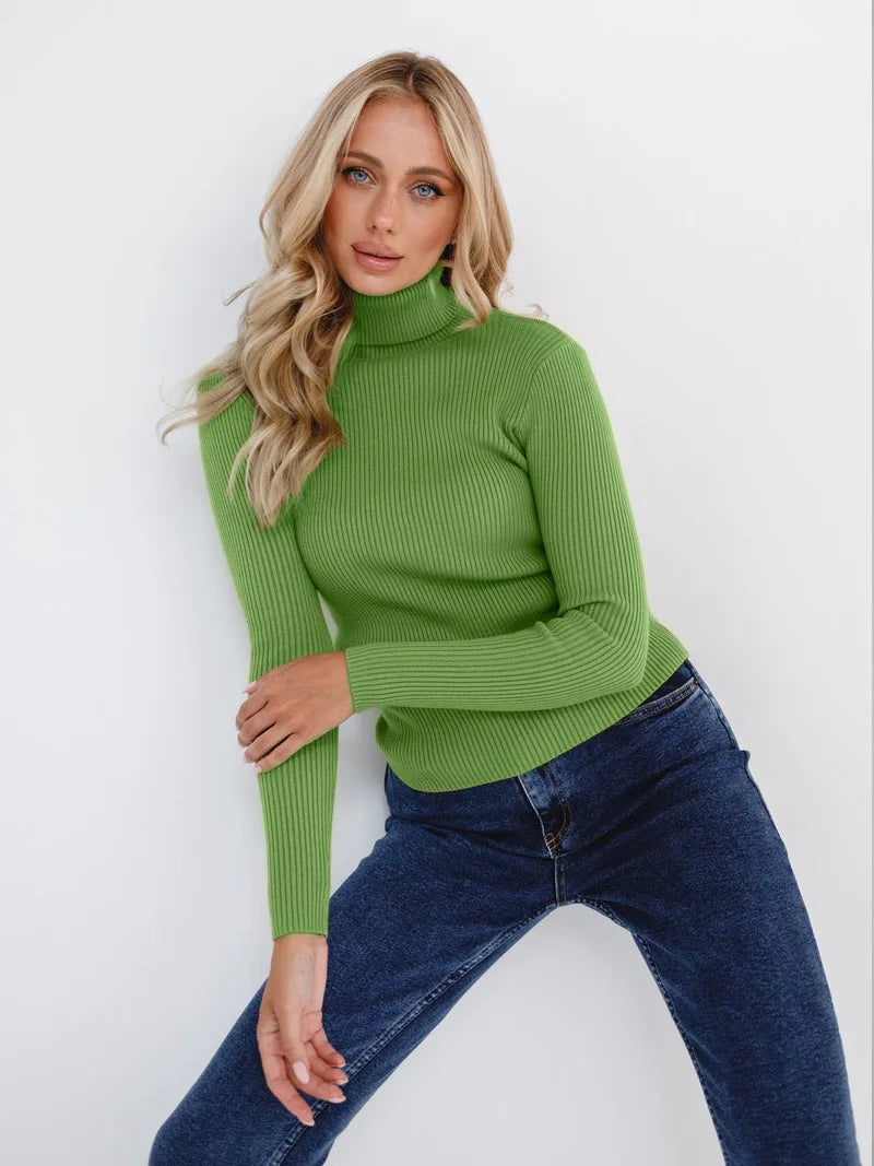 Bornladies Women Turtleneck Basic Sweaters Slim Tops Sweater 