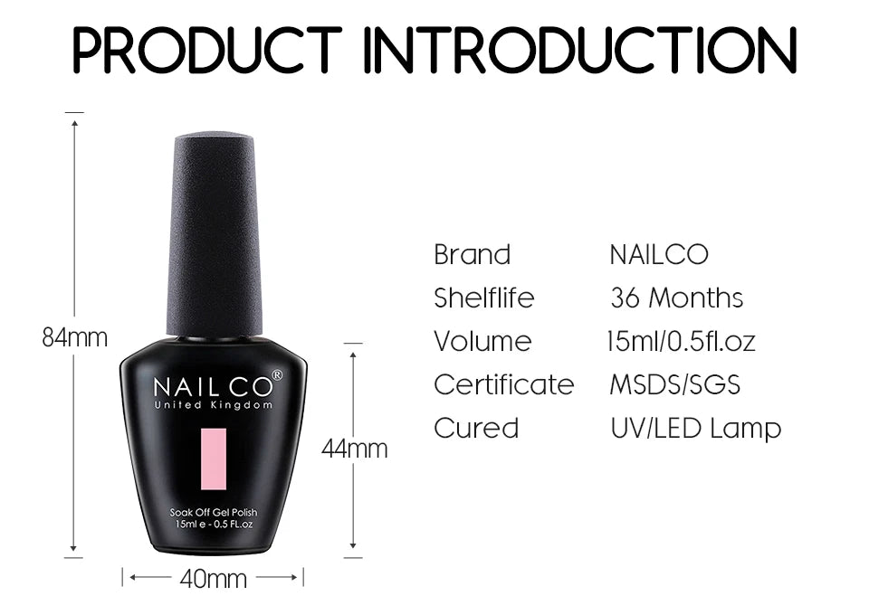 NAILCO-Esmalte de Gel para uñas, imprimación, capa Base, removedor mágico, juego de funciones, UV, Esmalte de uñas, arte de uñas, 15ml