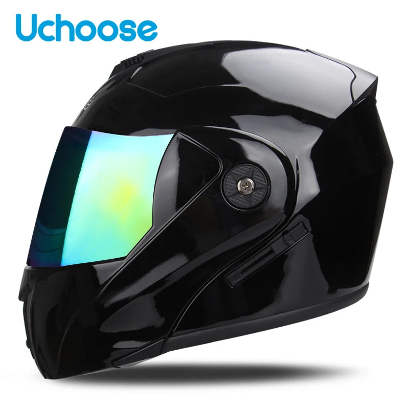 Uchoose-casco de motocicleta Unisex, protector de cabeza con doble lente, secci?