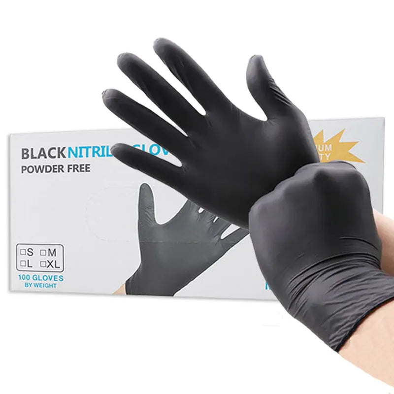 Guantes desechables de nitrilo para limpieza del hogar, guantes de nitrilo para limpieza de lavavajillas, salones de belleza, tatuajes, suministros de limpieza del hogar, color negro, 100 piezas