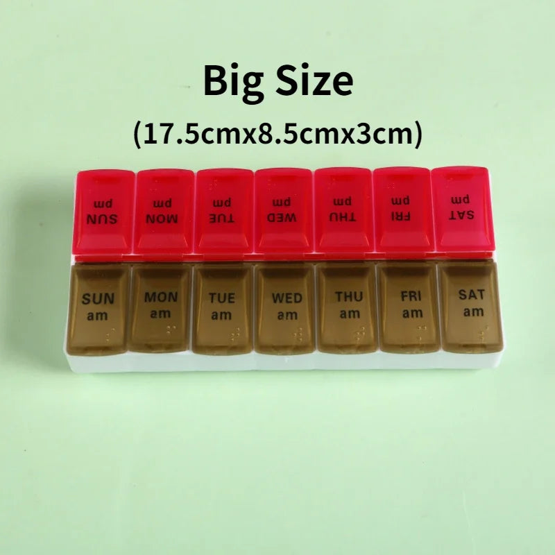 Weekly Portable Travel Pill Box 7 Days Organizer 14 Grids Cont