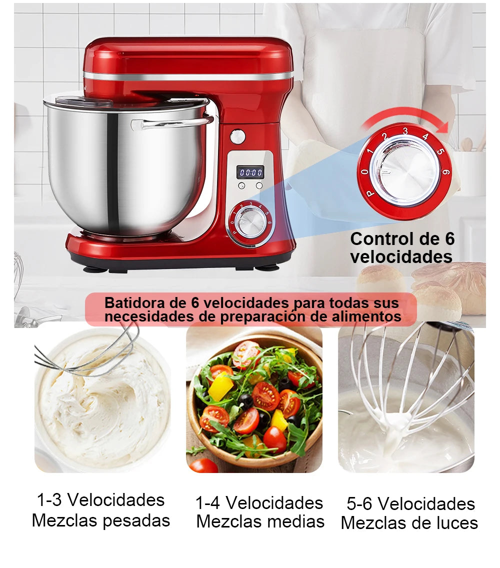 BioloMix-batidora con soporte para alimentos de cocina, batidora con Motor silencioso, batidor de huevos de crema, amasadora de masa de látigo, 6 velocidades, 1200 W, 6 L, CC