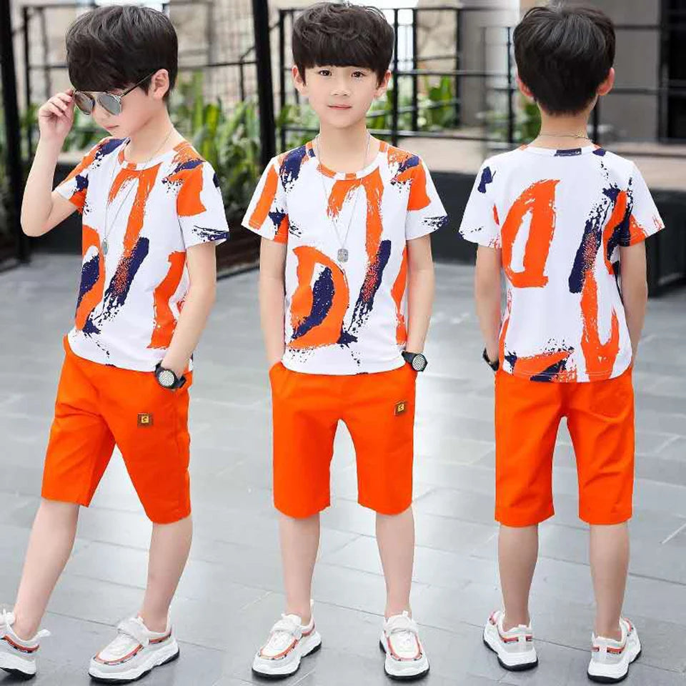 Boys Summer Clothing Set Short Sleeve Shirt and Shorts