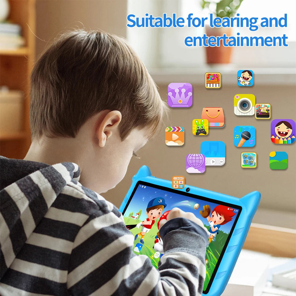 Tableta educativa de 7 pulgadas para niños, dispositivo con WiFi 5G, cuatro núcleos, Android, 4GB de RAM, 64GB de ROM, regalo