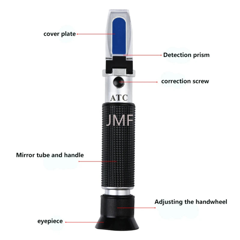 Veterinary urine specific gravity refractometer, an hydrometer 