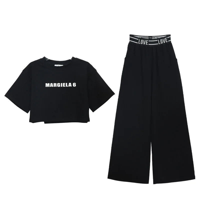 Teenage Girls Summer Clothing Sets Letter Tops and Pant 