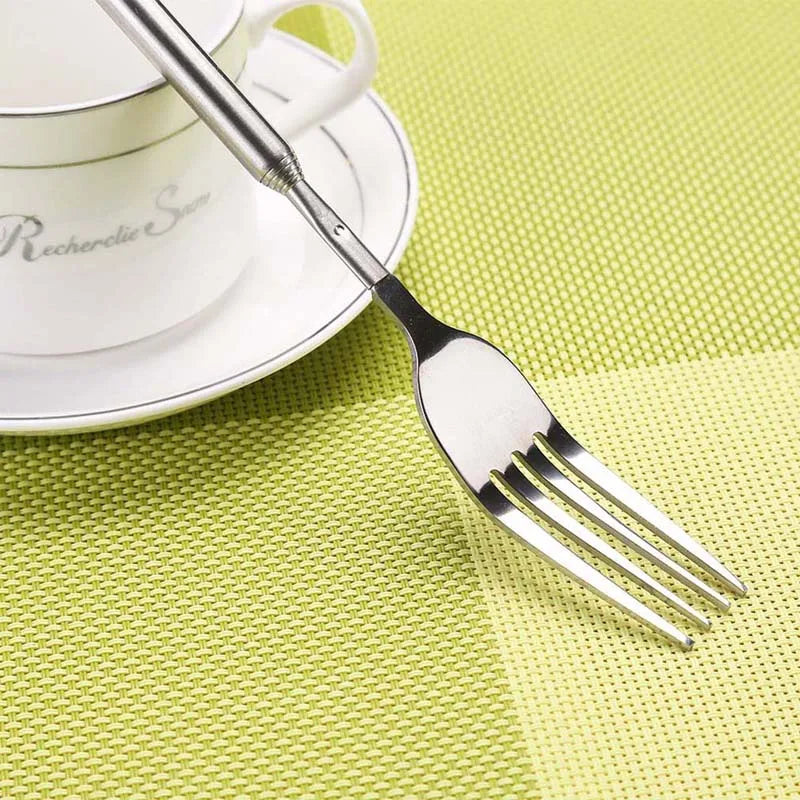 Stainless Silver Telescopic Extendable Fork Long Dinner Cutlery 