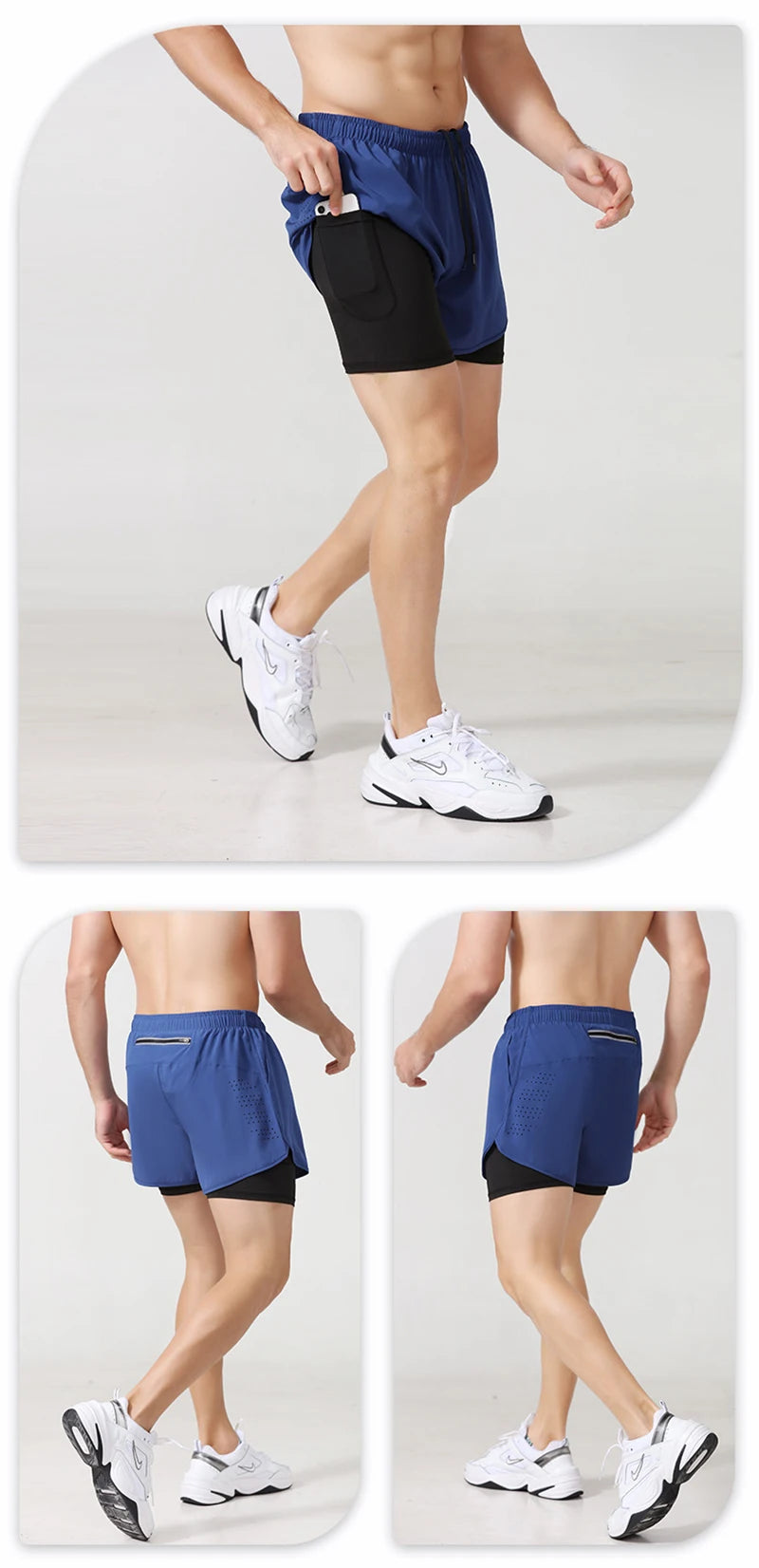 Pantalones cortos para correr para hombre, Shorts de secado rápido para Fitness