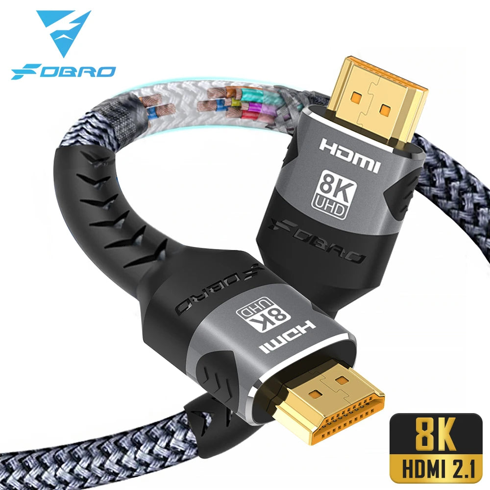 Cable Compatible con HDMI 8K 4K @ 120Hz 8K @ 60Hz HDMI 2,1, adaptador de 48Gbps para RTX 3080 eARC HDR, Cable de vídeo, PC, portátil, TV box, PS5