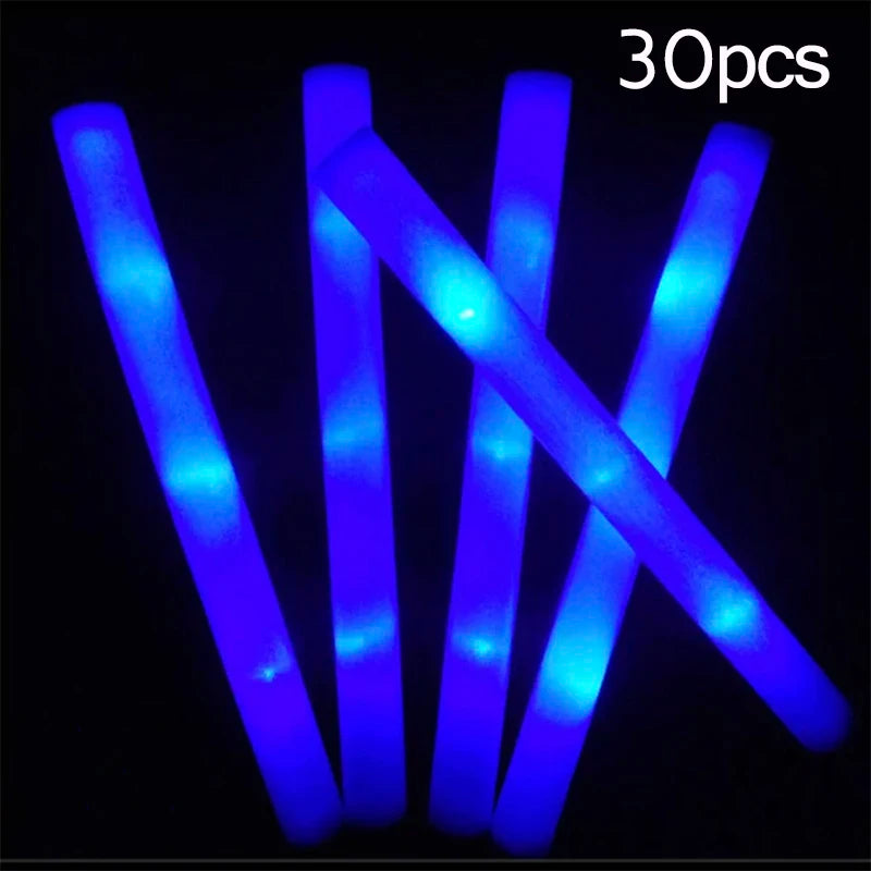 15/30pcs LED Glow Sticks Colorful RGB Glow Foam Stick 