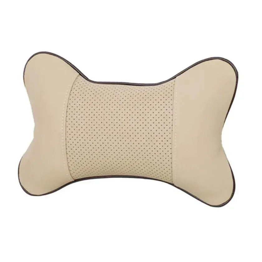 Almohadas universales de cuero Pu para el cuello del coche, reposacabezas para aliviar el dolor de cabeza, relleno de fibra, paquete de 1 piezas