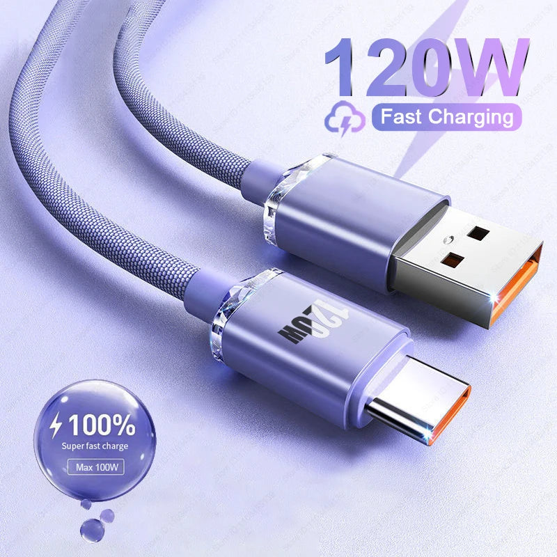 Cable de carga rápida USB tipo C para teléfono Samsung S23, Realme, Xiaomi 13, Huawei, 120W, 6A