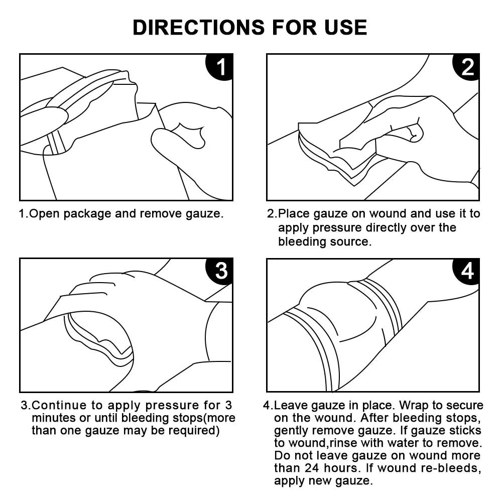 Gasa comprimida hemostática de caolín táctico, encuadernación de emergencia al aire libre, vendaje fijo para heridas de Trauma, Kits de primeros auxilios