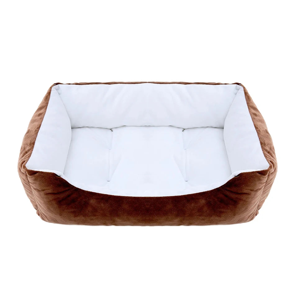 Square Plush Dog Cat Bed Sofa Bed for Medium and Small Dogs 