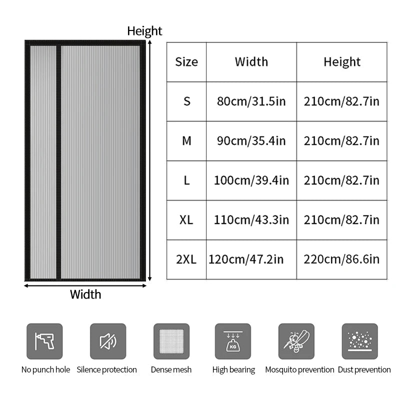 Magnetic Screen Door Curtain Non-woven Fabric Anti-mosquito Mosquito Net