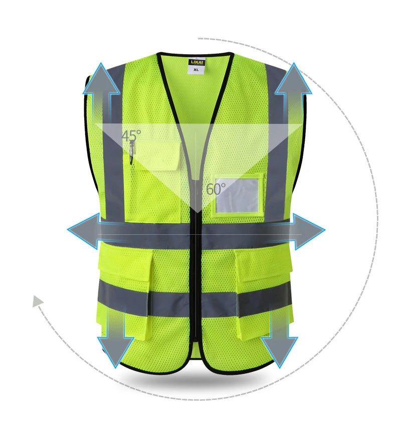 Chaleco de seguridad de malla para hombres, chaleco reflectante para motocicleta
