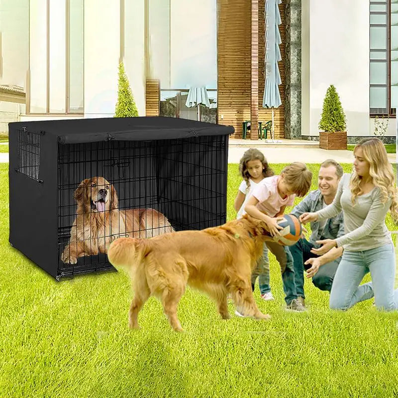 Waterproof Dog Kennel Cover Pet Cage with Two Doors 