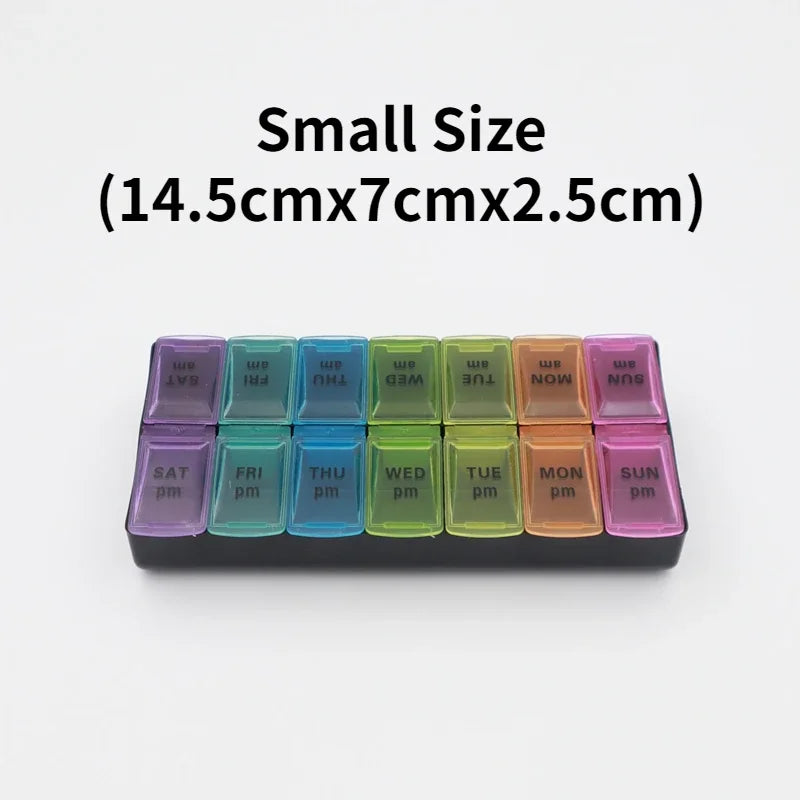 Weekly Portable Travel Pill Box 7 Days Organizer 14 Grids Cont