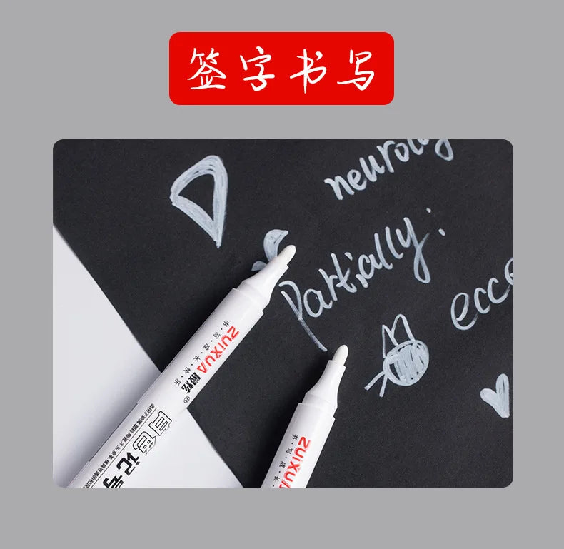 2.0mm White Marker Pen Set Waterproof Oily White Gel Pens