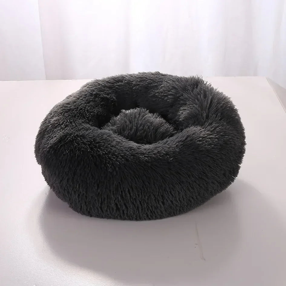 Super Soft Round Pet Bed Long Plush Dog House for Medium Dogs 