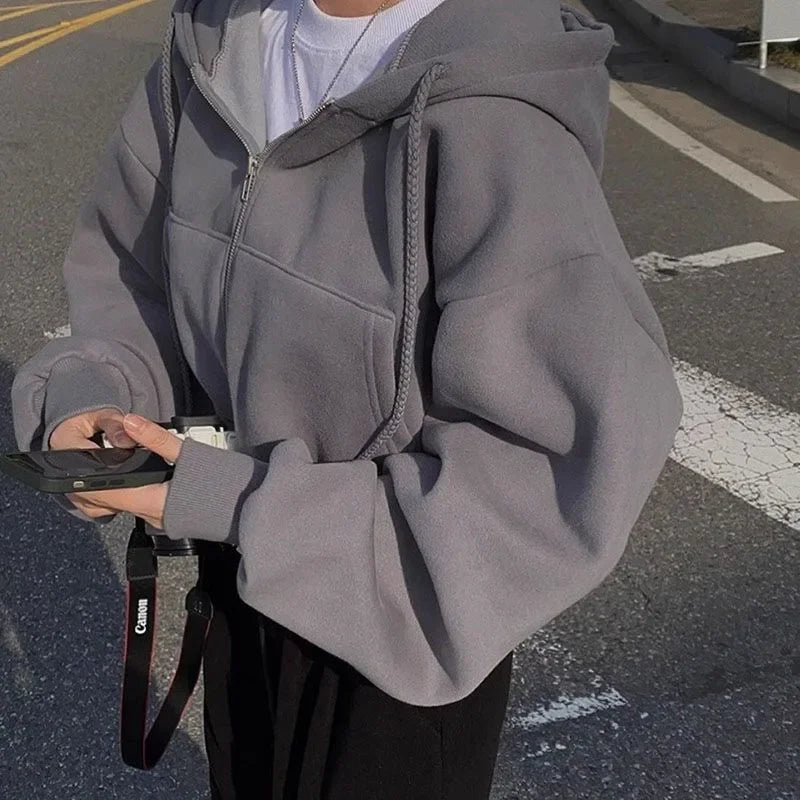 Sudadera con capucha para mujer, forro polar, versátil, recortada, suave, silue