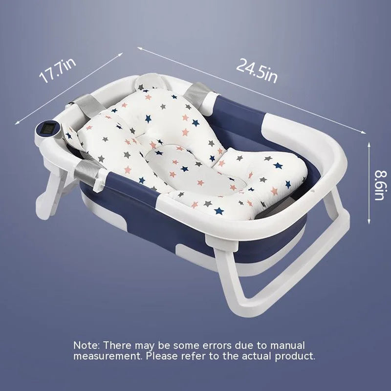 Cubo de baño de silicona para bebé, accesorio plegable con sensor de temperatu