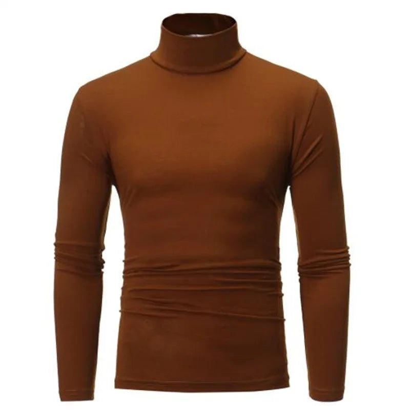 Men's Turtleneck T-shirt Long Sleeve Cotton Slim Fit Pullover