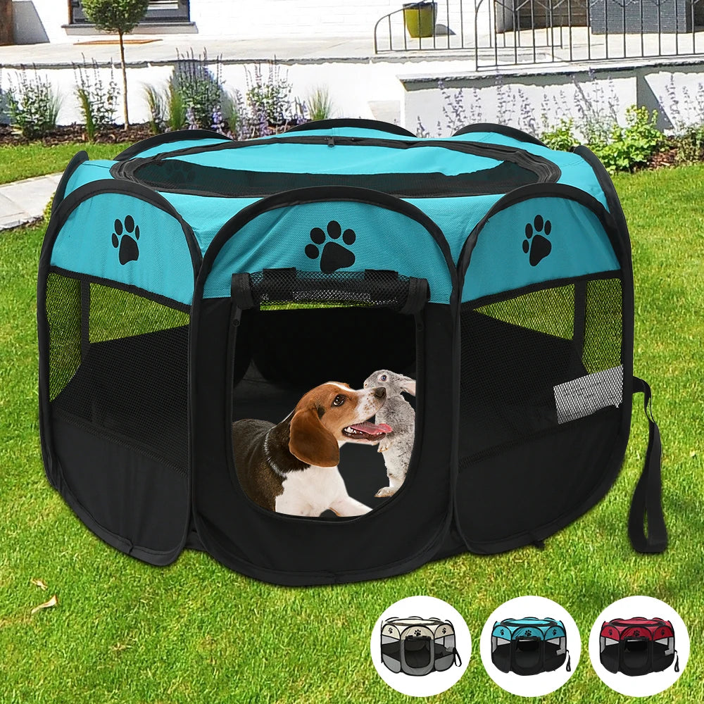 Foldable Pet Tent Octagonal Dog Cage for Large Dogs 