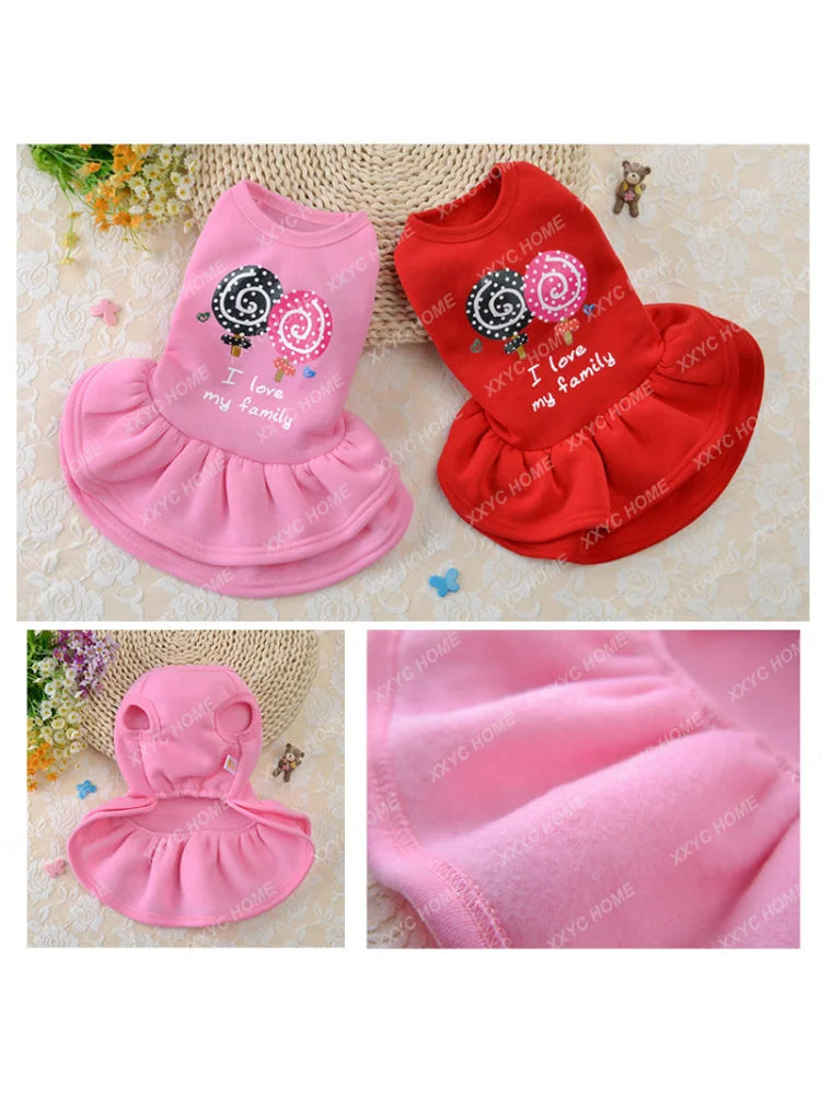 New Dog Dress Princess Teddy Skirt Autumn Winter Puppy Dog Cat Clothes Pet pr