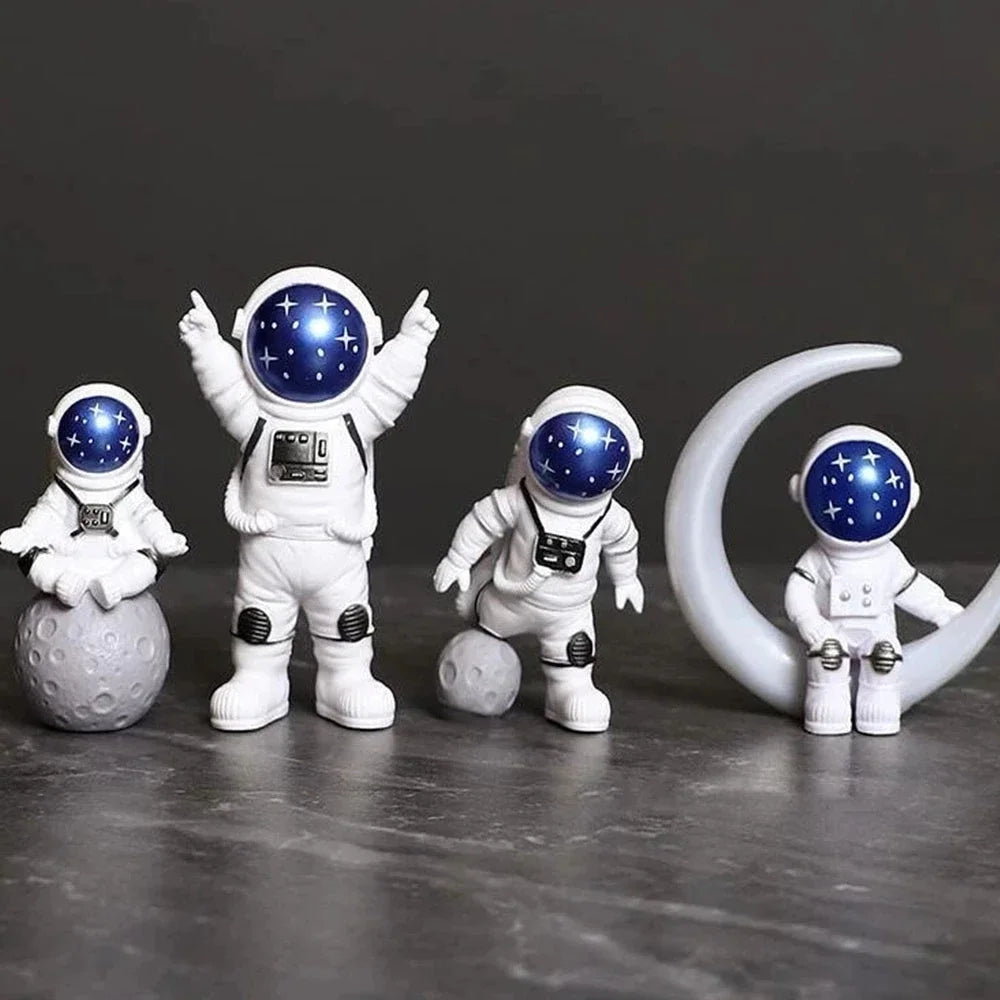 Figura de astronauta de 4 piezas para niños, escultura de astronauta, juguete educativo para escritorio, decoración del hogar, modelo de astronauta para regalo