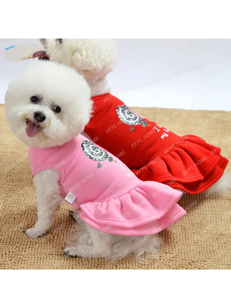 New Dog Dress Princess Teddy Skirt Autumn Winter Puppy Dog Cat Clothes Pet pr