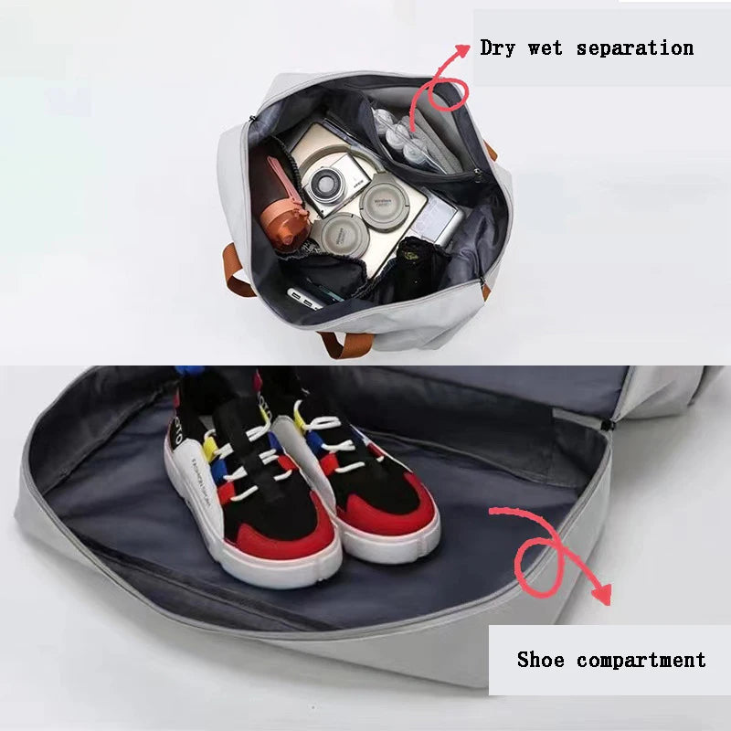 Bolsa de equipaje de viaje Oxford impermeable para hombre, bolso de mano Boston multifuncional, separación seca y húmeda, bolso de hombro deportivo para gimnasio