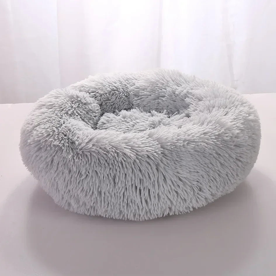 Super Soft Round Pet Bed Long Plush Dog House for Medium Dogs 