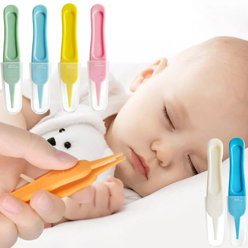 Pinza de cabeza redonda para limpieza del ombligo de la nariz del bebé, cuidado de seguridad para niños, pinzas infantiles, limpiador Nasal de oreja, pinzas de limpieza, herramientas, 1PC