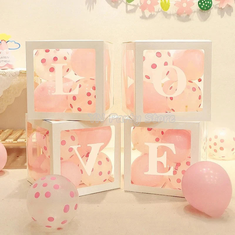 Transparent Letter Balloons Box Baby Shower Birthday Decoration 